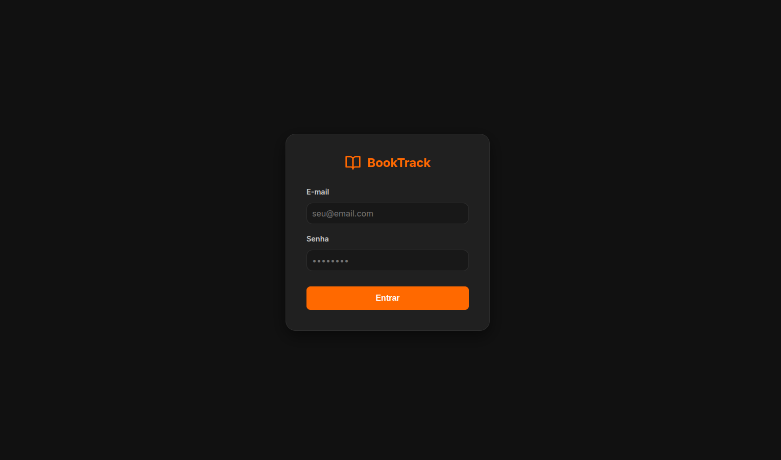 Tela de login da aplicação BookTrack